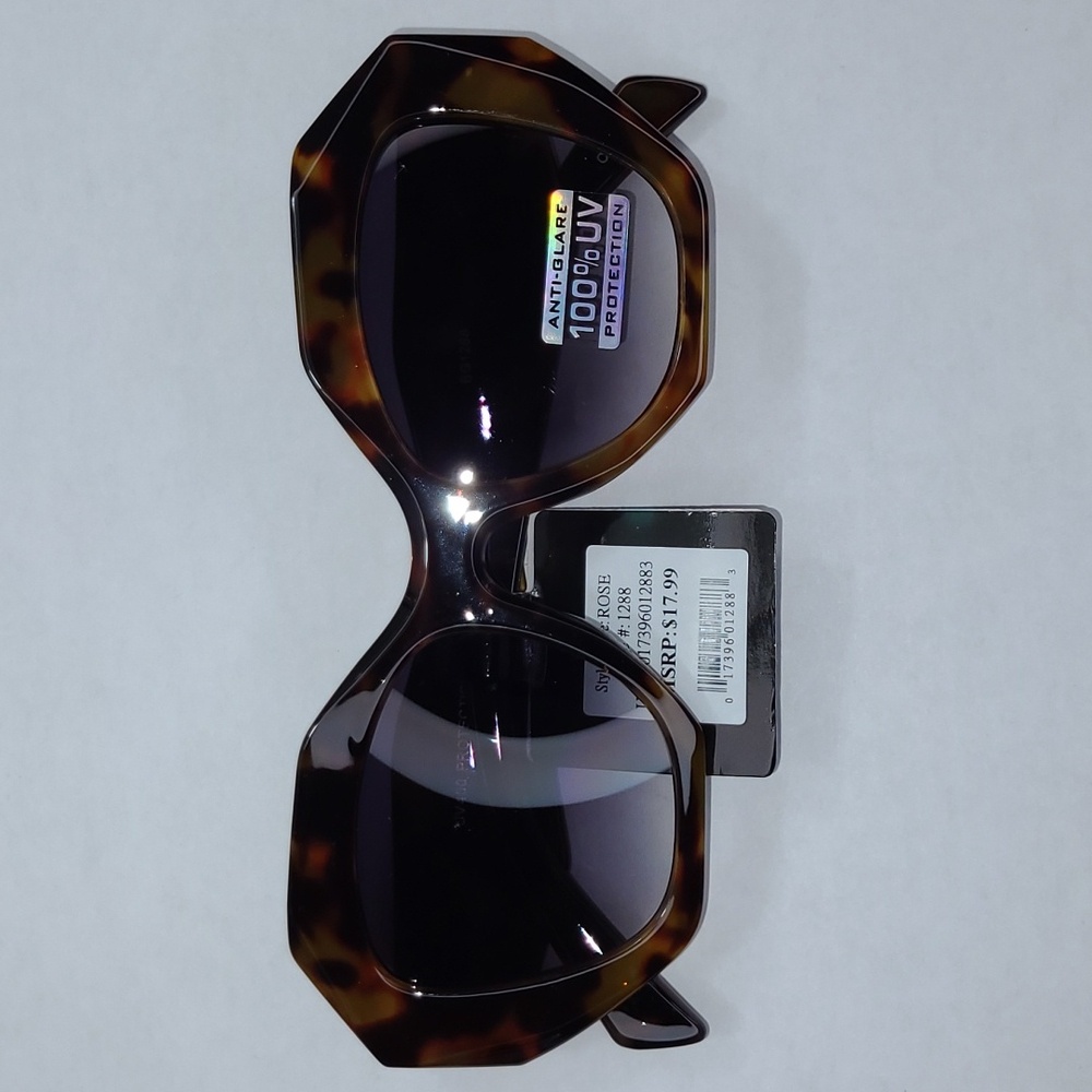 Blue Gem Oversized Irregular Octagonal Sunglasses in Dark Tortoise